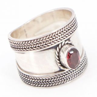 Vtg Sterling Silver - Bali Braided Tourmaline Tapered Band Ring Size 6.  5 - 4g