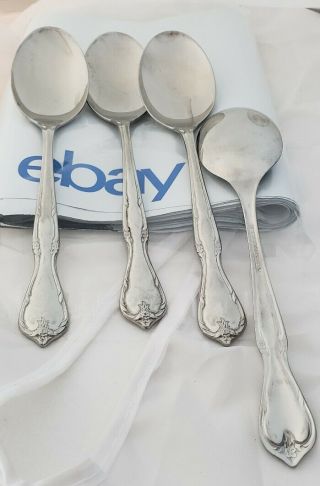 Vintage International Insico Stainless Flatware Victorian Charm Four Soup Spoons