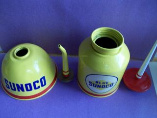 2 Vintage Oil Cans Cleaned And Painted For Sunoco Oil Can Collector Display Well 4