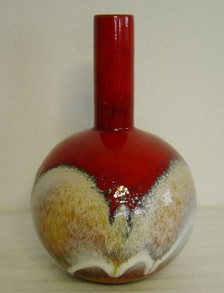 Large Vtg 60/70s Red Ruscha 885 Pottery Vase Lava Glaze Kurt Tschoerner