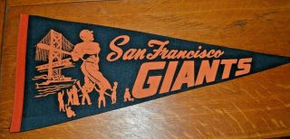 Vintage 29 " San Francisco Giants Baseball Club Felt Pennant 1960