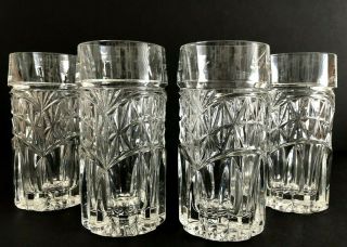 Vintage Set Of 4 Heavy Lead Crystal 8 Oz Tumbler/drinking Glasses