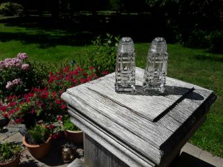 Vintage Clear Cut Glass Salt And Pepper Shakers With Screw On Tops