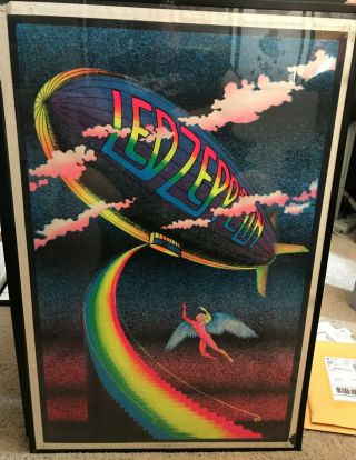 True Vintage Led Zeppelin Stairway To Heaven Black Light Poster Velvet