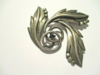 Vintage Sterling Silver Maricela Ysidro Garcia Pina Swirling Leaf Pin Mexico