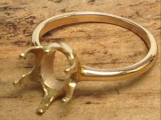 Vintage Sz.  (6.  5) 14k Solid Yellow Gold Ring Mount 2g.  (e25)
