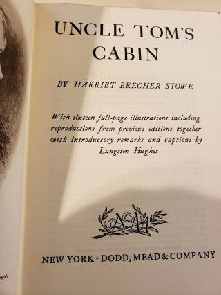 1952 Langston Hughes Illustrated Uncle Tom ' s Cabin Harriet Beecher Stowe SH 4