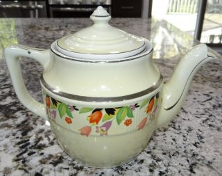 HALL China Teapot Crocus Teapot Coffee Pot Drip - O - Later Vtg Antique 2