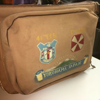 Vintage Wwii Us 8th Army Yokohama Japan - Military Garment Bag Suitcase Luggage