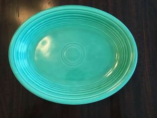 Vintage Fiesta Fiestaware Green Oval Platter - 12.  5”
