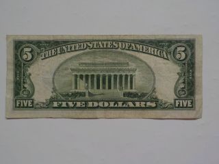 Silver Certificate 1934 5 Dollar Bill Blue Seal Note Paper Money Currency VTG NR 2