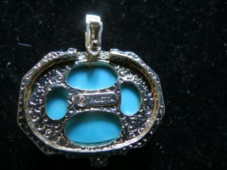 VINTAGE PANETTA TURQUOISE AND CRYSTALS SLIDE FOR NECKLACE PENDANT 2