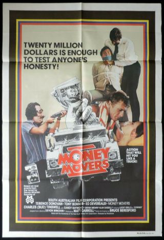 The Money Movers Tony Bonner Vintage Australian One Sheet Movie Poster