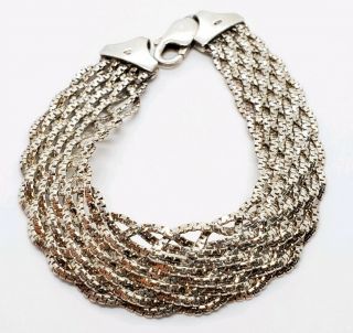 Vintage Signed Ibb 925 Sterling Silver Italy Modernist Woven Chain Link Bracelet