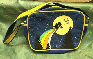 Vintage E.  T Movie Extra - Terrestrial E.  T.  & Me Purse Bag Blue Yellow Rainbow 1982