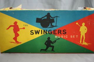 VINTAGE BEATLES THE SWINGERS CAKE TOPPERS ACTION FIGURES SET w BOX 5