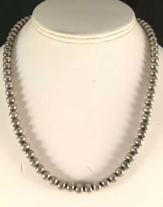 Stunning Vintage Sterling Silver 925 Beaded Necklace 18”in