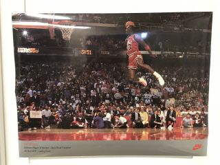 Vtg 1988 Michael Jordan Chicago Bulls Nike Nba Mvp Dunk Flight Man Poster 32x24