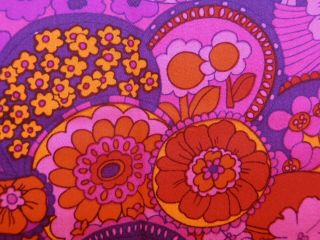 Vtg GVH Hawaii Print Hawaiian Fabric Yardage Hippie Psychedelic Flower Power 3yd 3