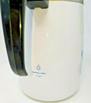 Vintage Corning Ware Blue Corn Flower 6 Cup Stove Top Coffee Pot - Pre - Owned 3