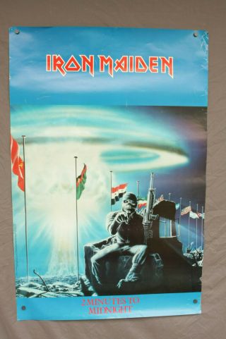 Iron Maiden 2 Minutes To Midnight Poster 1985 Nwobhm Heavy Metal Vintage Eddie