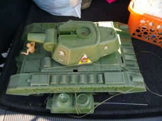 Vintage 60s Deluxe Reading Tiger Joe Army Tank Toy W/ Remote Control See Photos