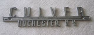 Vintage Culver Car Dealer License Plate Topper Emblem Rochester Ny Nameplate
