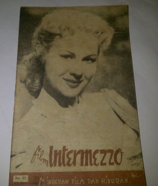 Vintage Indonesia Intermezzo Mag 1954 Virgini Mayo Lana Turner Barbara Stanwyck