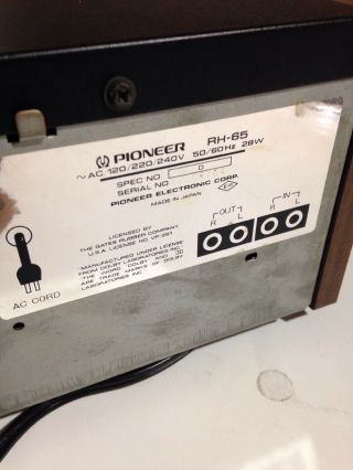 Pioneer RH - 65 8 Track Tape Player As/is Parts/repair 5