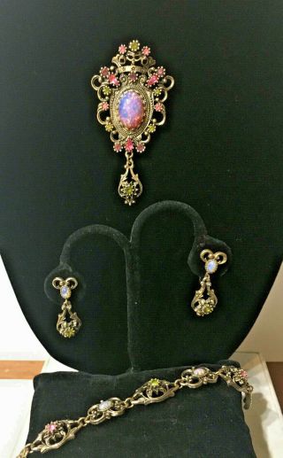 Vintage Set Of Brooch Necklace Earrings And Bracelet Contessa By Sarah Coventry