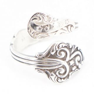 Vtg Sterling Silver - Washington Ornate Spoon Handle Ring Size 13 - 11.  5g