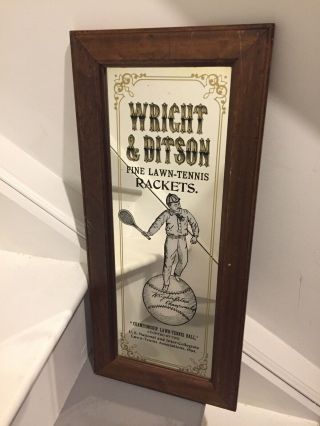 Vintage Mirror Advertising Wright & Ditson Tennis Rackets