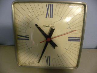 Vintage Simplex Glass / Metal 11 " Square Wall Clock -