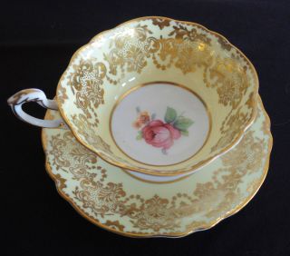 Vintage Paragon Tea Cup And Saucer Pale Yellow And Gold A1147/2 8