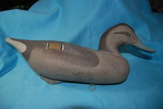 Vintage Duck Decoy With Tie Ring And Weight 17 " Long Display