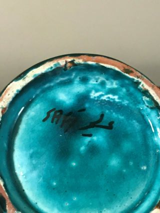 SIGNED VINTAGE MIDDLE EASTERM HAND PAINTED ART POTTERY VASE 4