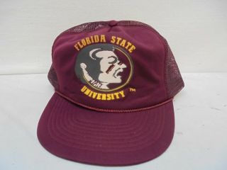 Vintage Fsu Florida State Seminoles Football Truckers Mesh Rope Cap Hat