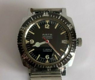 Mens Arta Diver Vintage Swis Watch (running)