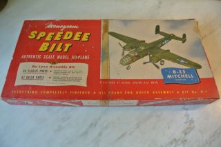 Vintage Monogram Speedee Bilt B - 25 Mitchell Bomber Kit H - 1 Incomplete