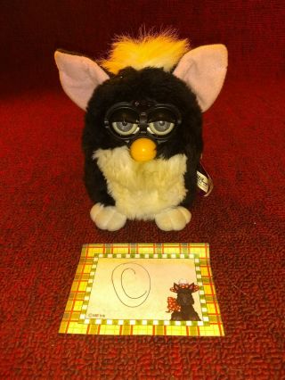 70 - 800 Furby Vintage 1998 Tags Still Attached Checked White & Black (c)