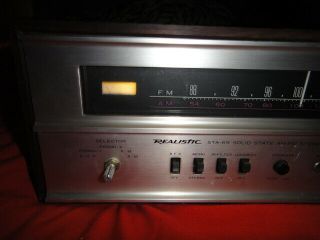 Vintage Realistic STA - 65 solid state AM FM Stereo Receiver NO SELCTOR KNOB 2
