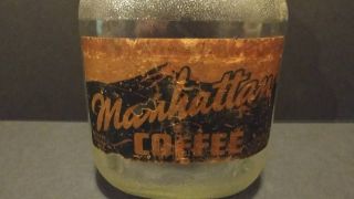 Vintage Large Hazel Atlas Glass Manhattan Coffee Jar - St.  Louis,  MO Advertising 3