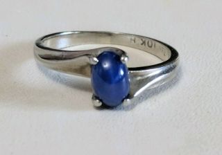 Vintage 10k White Gold Blue Star Sapphire Ring Sz 3 3/4