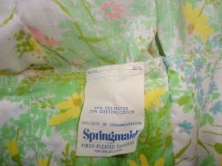 1 pair Vtg 1970 ' s Springmaid Mod Floral Print Pleated Curtains Drapes 48 