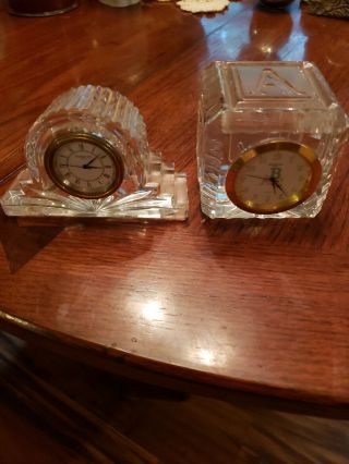 Set Of 2 Vintage Waterford Crystal Clock - Small Quartz Desk/mantle Perfect Cond