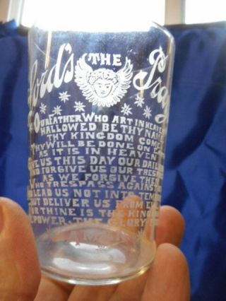 Vintage Clear Tumbler With The Lords Prayer Etched On Glass