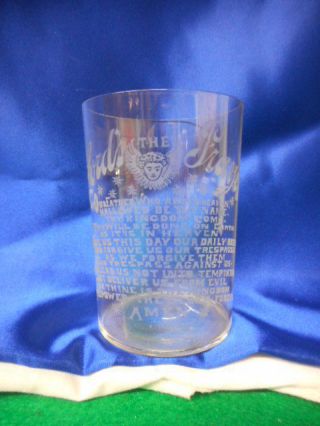 Vintage Clear Tumbler with The Lords Prayer Etched on Glass 2