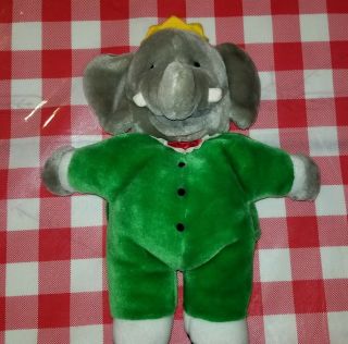 Vintage 1988 Babar The Elephant Plush Doll,  Gund,  Hand Puppet 11 Inches Tall