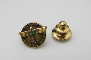 Vintage Boeing Company 15 Year Service Pin 1/10 10k Gold Filled Emerald Stone 2