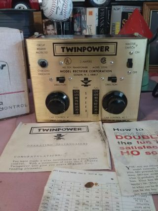 Vintage Mrc Twin Power Ho Toy Transformer With Box